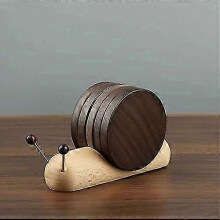 Wooden Coasters for Drinks, Cute Snail Natural Wood Coaster Set, Funny Coasters for Coffee Table Modern Home Decor Housewarming Gift