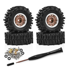 Juego de Llantas y Neumáticos Beadlock de Metal de 0,7 Pulgadas para Accesorios de Mejora de Coche RC SCX30 Ascent-32 1/30, Color Bronce