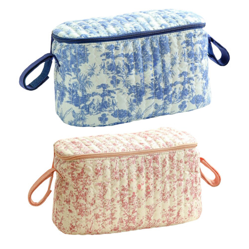 Flower Printed Polyester Bag Strollers Organizer Bag for-Blue 1