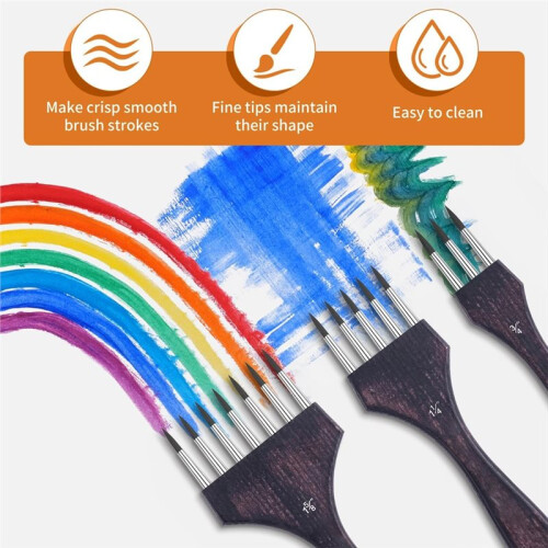 Multi- Round Comb Brush Set - 3Pcs Professional Synthetic Brushes, Designed for Textures and Special Effects 2