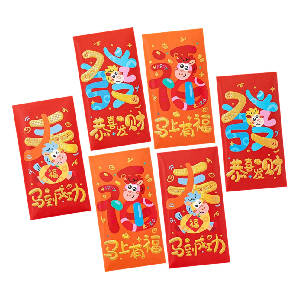 6Pcs Chinese New Year Blessing Envelopes-Be Blessed Soon Red