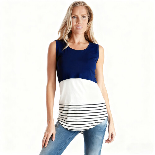 Easy Feeding Maternity Vest Invisible Access-Navy Blue S