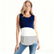 Convenient Nursing Maternity Vest with Invisible-Navy Blue XXL