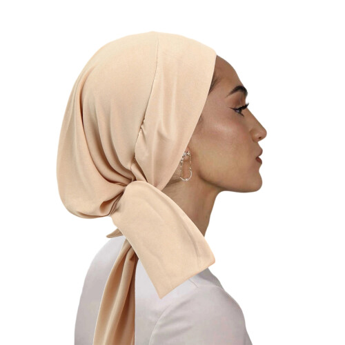 Multipurpose Head Wrap Elastic Turban for Wedding Elegant-Beige