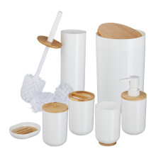 7-Piece Plastic & Bamboo Bathroom Accessories Set