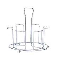 Draining Cup Storage Rack Stainless Steel Water Cup Holder Compact Design for Kitchen Silver 6.7X6.7X5.9In 1Pcs