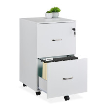 Mobile File Cabinet with Lock, 2 Drawers, A4/Letter Files