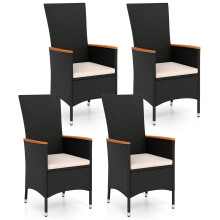 4-osainen rottinkipuutarhatuolisetti tyynyillä, beige