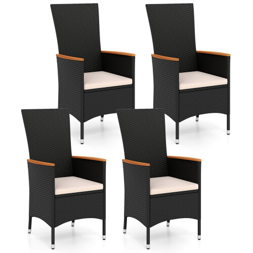 4-osainen rottinkipuutarhatuolisetti tyynyillä, beige