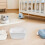 White Plastic Diaper Basket Hanging Baby Bedside Storage Caddy 3