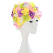 (purple) Women Swim Cap Petal Retro 3d Floral Swimming Hat Lady Flowers Bathing Cap