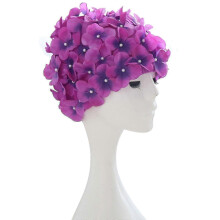(pink) Women Swim Cap Petal Retro 3d Floral Swimming Hat Lady Flowers Bathing Cap
