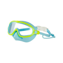 (Yellow Blue) Kids Swimming Goggles with Nose Protection Anti Fog Sealing Comfortable Adjustment Pink Blue