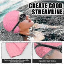 (light pink) 2025 Silicone Swim Cap for Comfortable Swimming - Suitable for All Hair Lengths, Men & Women