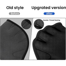 Aquatic resistance gloves for the upper body, swimming gloves with wrist strap, good seams, no fading, sizes for men women adults children (black)