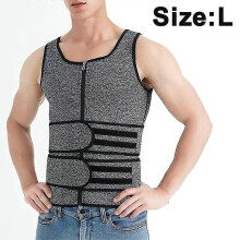 Men Neoprene Sauna Zipper Waist Trainer Vest Tank Top Trimmer Body