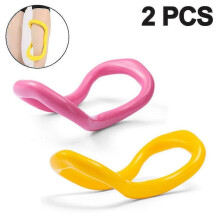 (Yellow Pink) Yoga Ring Pair - Stretch, Support & Resistance for Yoga, Pilates & Mobility Training - Strong & Flexy Circles of Zen