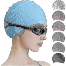 (blue) 2025 Silicone Swim Cap for Comfortable Swimming - Suitable for All Hair Lengths, Men & Women