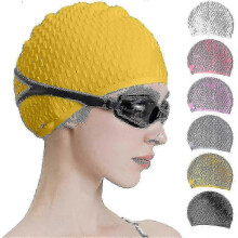 (yellow) 2025 Silicone Swim Cap for Comfortable Swimming - Suitable for All Hair Lengths, Men & Women