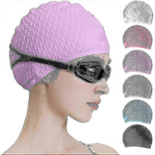 (purple) 2025 Silicone Swim Cap for Comfortable Swimming - Suitable for All Hair Lengths, Men & Women