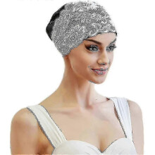 Women's Waterproof Swim Cap with Ear Protection - Stretchy Lace Flower Design