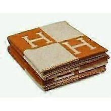 (Orange) New Wool Cashmere Throw Plaid Blankets Pillow Sofa Bedding Shawl Xmas Gift ~~~~~