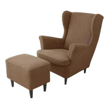(dark coffee) 3piece Wingback Chair Soft And Comfortable Elastic For 3pieces Washable Arm Chair Cover Cover Clean And Chair Covers SZTCLV