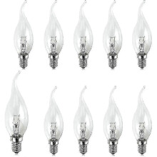 (Bent Tip 25w) 10 Pack Small Screw Candle Bulbs 25 Clear Edison Screw Flame Tip Candle Light Bulb Ses E14 240v By Brightfour
