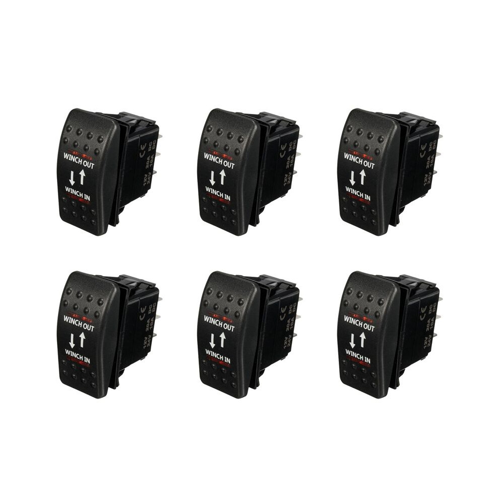 6X 12V 20A Winch In Winch Out -Off- Rocker 7 Pin Led Red 4711640009235
