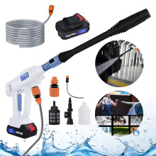Rechargeable jet washing machine, portable high-pressure car wash, 6-in-1 nozzle for garden, windows, cars and motorcycles