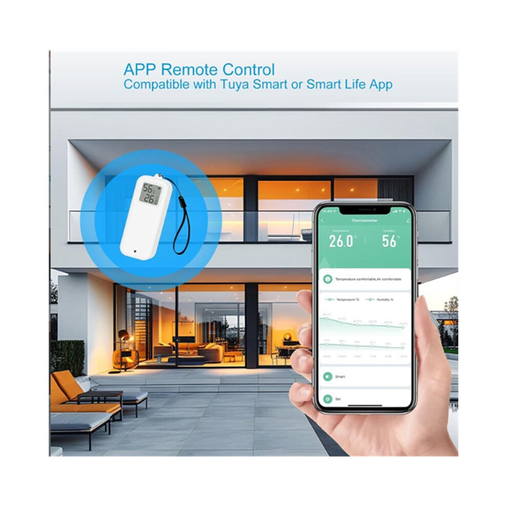 Life Tuya Wifi Temperature & Humidity Sensor, Ip65 Waterproof Lcd Display, Works For Alexa/ White 6034197950071