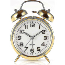 (Golden) Retro Twin Bell Alarm Clock - Silent Non-ticking For Bedside