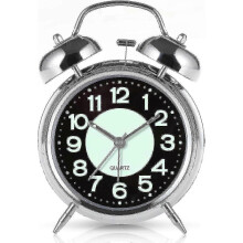 (Black noctilucent) Retro Twin Bell Alarm Clock - Silent Non-ticking For Bedside