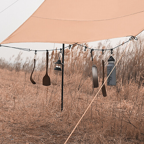 ShineTrip Outdoor Multi-Function Clothesline Can Adjust Non-Slip Sky Curtain Hanging Rope Windproof Hanging Clothes Hook Black 1