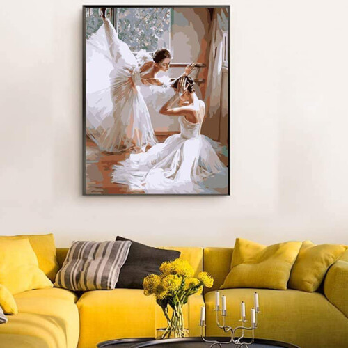 Pintura DIY Por Números, Kit de Pintura A Óleo em Tela para Crianças e Adultos, 16 Polegadas L X 20 Polegadas L com Pincéis (Ballet Girl) 1