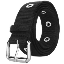 (Single-row hole, 110cm for Waist32-35) Drizzte Grommet Nylon Belt Big Size 39'' To 67'' 170cm Double Prong Punk For Men Women