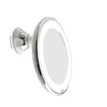 Led Lighted 10x Magnifying Makeup Mirror with Power Locking Suction Cup, Bright Diffused Light And 360 Degree Rotating Adjustable Arm, Portable Cordle