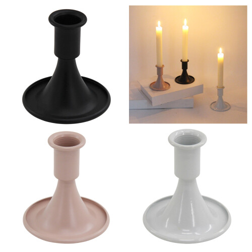 Iron Taper Candle Holders Decorative Candle Stand,Iron-White 2