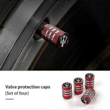 (Style B Red) 4pcs/lot Tire Valve Stem Caps Aluminum Dustproof Car Wheel Air Valve Covers For Maserati Ghibli Granturismo Quattroporte Levante