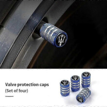 (Style B Blue) 4pcs/lot Tire Valve Stem Caps Aluminum Dustproof Car Wheel Air Valve Covers For Maserati Ghibli Granturismo Quattroporte Levante
