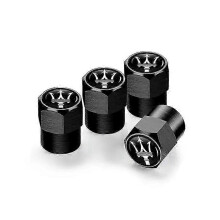(Style A Black) 4pcs/lot Tire Valve Stem Caps Aluminum Dustproof Car Wheel Air Valve Covers For Maserati Ghibli Granturismo Quattroporte Levante