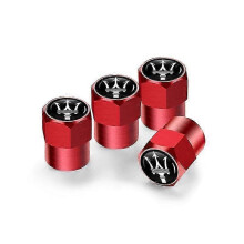 (Style A Red) 4pcs/lot Tire Valve Stem Caps Aluminum Dustproof Car Wheel Air Valve Covers For Maserati Ghibli Granturismo Quattroporte Levante