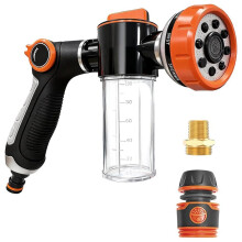 Upgraded Dog Wash Hose Attachment with 100cc Soap Dispenser, 8-in-1 Spray Modes Dog Shampoo Sprayer Nozzle