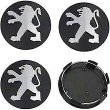 4 Pcs. Car Wheel Center Caps for Peugeot 60mm Black, Hub Caps Cente