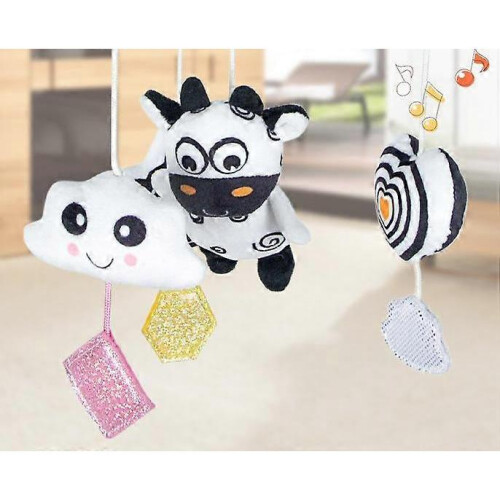 Zebra Pattern Wooden Crib Rattle for Newborns 2