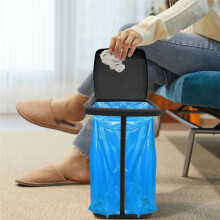 Porte-Sacs Poubelle Portable avec Couvercle, Support Télescopique pour Sacs Poubelle, Cadre Pliable pour Poubelle, Organisateur de Rangement des