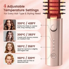 Cordless Hair Curling Iron Brush, Portable Travel Hair Curler,Heated Round Brush,Rechargeable Straightening Wand