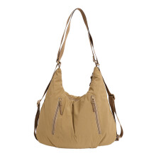 Large Capacity Nylon Crossbody Bag Multiple Compartments-Khaki