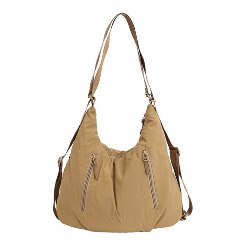 Large Capacity Backpack Practical Nylon Crossbody Bag-Khaki