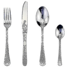 (3427 steel) Classic Elegant Resin Rivets Handle Style Stainless Steel Western Cutlery 4 In 1 Set Delicate Utensils Dinnerware For Home Cy